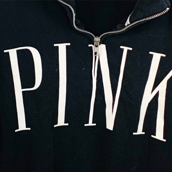 Victorias Secret Pink Black Quarter Zip Sweatshirt - Picture 2 of 4